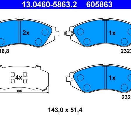 KLOCKI HAMULCOWE PRZOD  DAEWOO LACETTI 04- 13.0460-5863.2