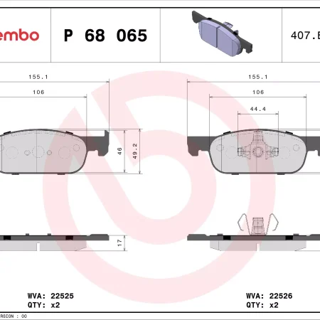 KLOCKI HAMULCOWE PRZOD  DACIA SANDERO II P 68 065