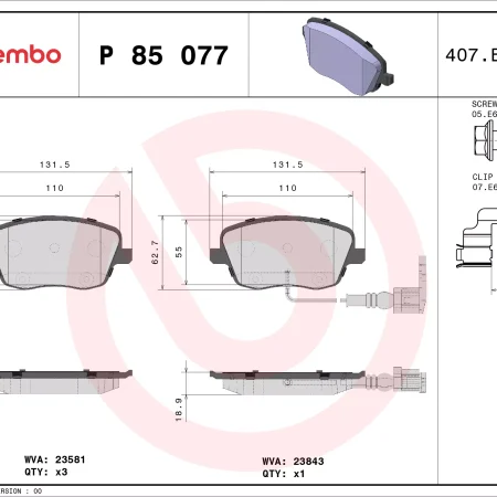 KLOCKI HAMULCOWE  SKODA FABIA 99- P 85 077