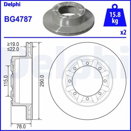 TARCZA HAMULCOWA TYL 290X22 V BG4787