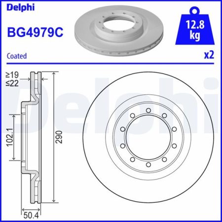 TARCZA HAMULCOWA PRZOD 290X22 V BG4979C