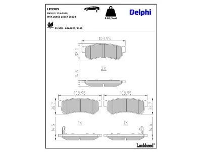 KLOCKI HAMULCOWE TYL  CHEVROLET SPARK 10- LP3305