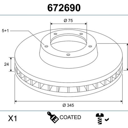 TARCZA HAMULCOWA TYL 345X24 V MALOWANA X1 672690