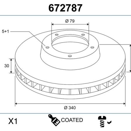 TARCZA HAMULCOWA PRZOD 340X30 V MALOWANA X1 672787