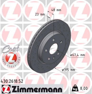 TARCZA HAMULCOWA TYL L/P 430.2618.52