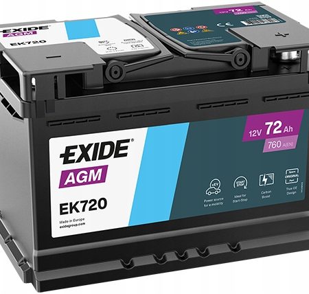 AKUMULATOR EXIDE 72AH 760A AGM EK720