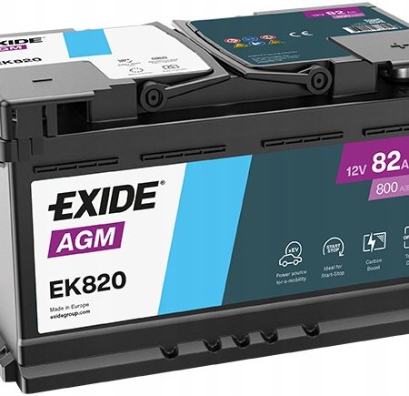 AKUMULATOR EXIDE 82AH 800A AGM EK820